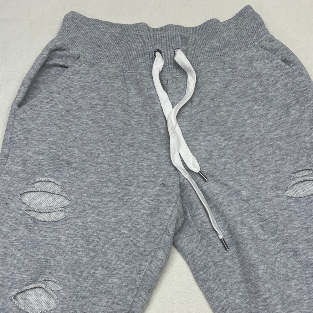 Aerie Light Gray Distressed Joggers